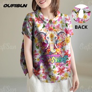 เสื้อสงกรานต์ เสื้อลายดอก เสื้อผู้หญิงเสื้อเชิ้ตผ้าฝ้ายและผ้าลินิน เสื้อลายดอกสงกรานต์ เสื้อพิมพ์ลาย
