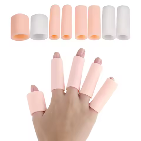 5Pcs Gel Finger Cots Waterproof Finger Caps Silicone Finger Sleeves for Finger Cracking Wound Hand E