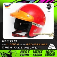 SET KOMBO TOPI KELEDAR MS88 HELMET RED SIZE: L 57CM-59CM (SIRIM CERTIFIED) + BIKKO/ SGV/ BOGO ORANGE