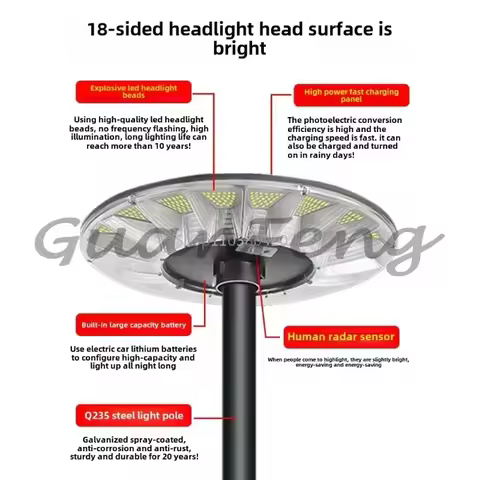 Solar Outdoor Street Light Induction Lighting Outdoor Waterproof UFO Landscape round Lamp