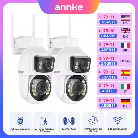 ANNKE WCD1012 10MP Dual-Lens PTZ Security Camera 12X Zoom Wifi Camera AI Human Tracking 1/2/4 PCS 2.