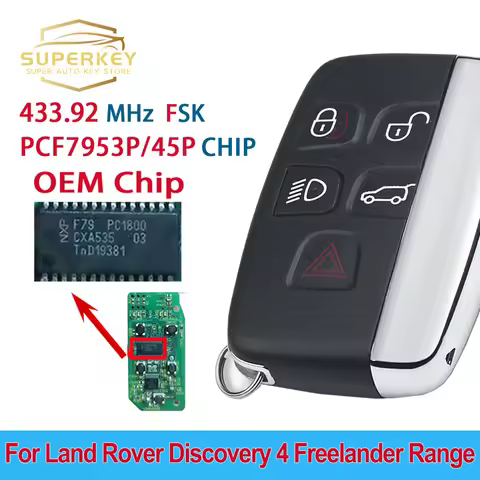 SUPERKEY 5 Buttons With OEM shell Remote Smart Car Key 433MHz ID49 For Land Rover Discovery 4 Range 