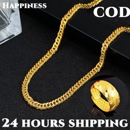 [hot Sale] Pure 18k Pure Gold Pawnable Sale for Men Necklace Men's Gold Domineering Real Gold Thick Chain Necklace Fashion Atmosphere Men's Large Gold Chain Gift for Boyfriend Buy 1 Take 1 Free Ring  Jewelry Pawnable Legit Sale