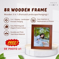 【Mach Photo】8R Embossed Wooden Photo Frame Cairo Landscape Portrait Hanging Free 8R Matte Photo Prin