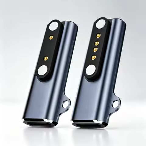 Magnetic Pogo‑Pin Charging Adapter, Type‑C Female to 7.62mm 2Pin/4Pin Connector for Smart Watch Bone