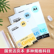 KOKUYO Loose-leaf Refill Horizontal Line Checkered All Subject Format Original Paper A5 B5 A4 Smooth