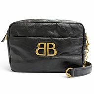 全新 △ BALENCIAGA 806459 Monaco ARENA小牛皮相機包鏈條單肩包 黑色 復古金色五金 義大利製 女士