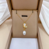 Gold necklace pawnable 18k Butterfly Natural Pearl Shell Pendant Necklace padre pio necklace origina