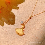 Leaf Women Pure Gold Gold Pendant Pendant K Necklace 999 Ginkgo Leaf Gold Necklace Jewelry Pearl FM9