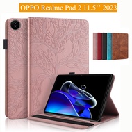 Case For OPPO Realme Pad 2 11.5 2023 Pocket Pen Holder Tablet Tree Style Leather Stand Flip Cover for Realme Pad2 11.5 inch 2023