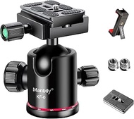 Ball Head Manbily Tripod Head Metal Aluminum Body 360° Panoramic Monopod Head with Extra Arca Swiss 