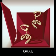 SWAN - Boom Boom Earring ต่างหูตัวอักษรจีน ต่างหูเงินแท้ชุบทอง