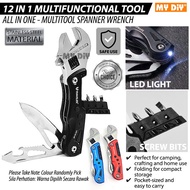 MYDIYHOMEDEPOT - TRAVELER 12 In 1 Multifunctional Adjustable Spanner Survivor Multitool Adjustable S