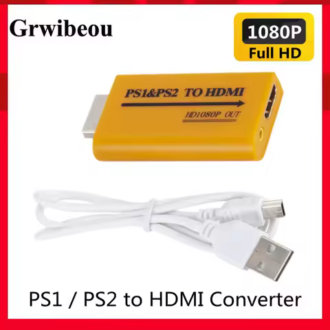 Grwibeou For PS1 / PS2 to HDMI Adapter Converter Up to 1080P Output For Monitor Projector Convert Vi