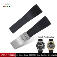 22mm Soft Rubber Silicone Watchband For Rolex Strap For DEEPSEA Sea-Dweller Sky-dweller DeepSea Watch Band For Tudor Seiko Belt