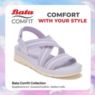 Bata บาจา Comfit รองเท้าเพื่อสุขภาพแบบรัดส้น พร้อมเทคโนโลยีคุชชั่น รองรับน้ำหนักเท้า สำหรับผู้หญิง รุ่น W-FLEX สีน้ำตาล 6018060 สีม่วง 6019060