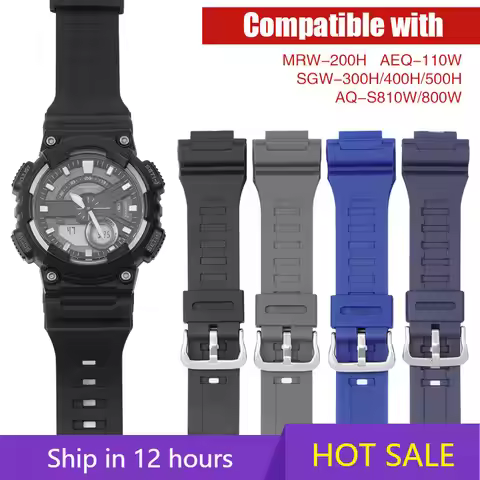 18mm Rubber Resin Watchband for Casio AQ-S810 AEQ-110 MCW-200H AE-1000W Men's Sport Waterproof Watch