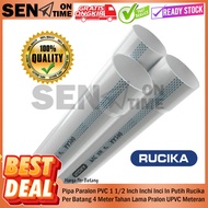 Rucika White Paralon Pipe Per Rod 4 Meters PVC 1 1/ 2 inch D 4m Durable Pralon Upvc Electrical Cable