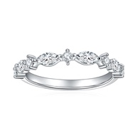 Marquise Half Eternity Ring Real Moissanite s925 Sterling Silver Moissanite Diamond Band for Women
