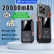 WP SELECTED 3C Powerbank 65w Fast Charging Slim Portable 3C PowerBank With Detachable Built-in Cable
