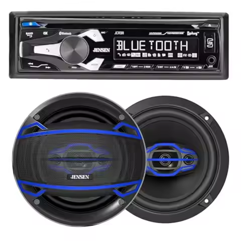 JCR311 10-Character Single DIN Car Stereo with CD Player and JS6504 High-Performance 2-Way 6.5 inch 