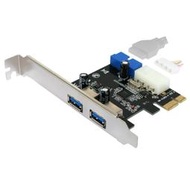 [3玉山網] PCIE 擴充卡 PCI-E Express X1 轉 USB-A 3.0 雙串口擴展卡 19轉前置面板 4Pin供電 E001V402_OO10