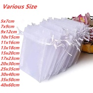 🔥TAROW Wholesale White Drawstring Organza Bags&amp;small Pouches Jewelry Package Bags Christmas Wedding Packaging Gift Bags