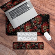 Desk Mat Dark Academia, Skull and Roses Embroidery Themed Mouse Pad, Desk Mat Witchy, Gothic Laptop Mat, Witchy Desk Decor