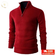 Rajut Sweater Pria Knitted Polos Model Resleting Setengah Bahan High Quality Rajutan Cowok Switer Ke