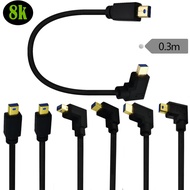 90 Degree Right Angle Mini DisplayPort 1.4 Cable 0.3m,  Mini DP Male to Male,  8K@60Hz, for MacBook 