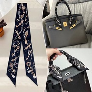 ★New★ 18 momme heavy mulberry silk h silk scarf tied bag handle twill fashion long silk scarf printed silk ribbon for women