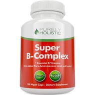 Vitamin B Complex-8 Types Super B Complex Vitamin B6, B8, B9 and B12-B100 Complex-180 Capsules Veget