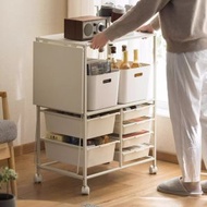 白龍 - [翼開] [移動式] [多功能] 日式廚房餐邊櫃 落地式 收納儲物櫃 多層置物架