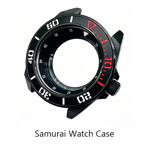 45mm Black Samurai King Series Watch Cases Stainless Steel Bezel Insert Fits Seiko NH35 NH36 7S26 Mo