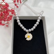 【CH】Fashion Women Daisy Pearl Necklace Jewelry