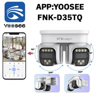 FNKvision YOOSEE เลนส์คู่หมุนคู่ กล้องวงจรปิดเลนส์คู่ Full HD 12MP กลางคืนภาพเป็นสี เลนส์คู่ กันน้ำ 