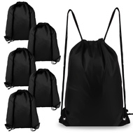 Drawstring Backpack 6Pcs Drawstring Gym Bags Black Drawstring Bags Drawstring Backpack for Sports, G