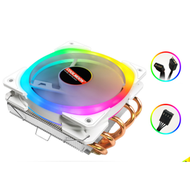 全城熱賣 - 酷月寒霜T5 CPU散熱器靜音溫控台式電腦i5i7 AMD幻彩5銅管CPU風扇（雙驕T500 5V ARGB版）