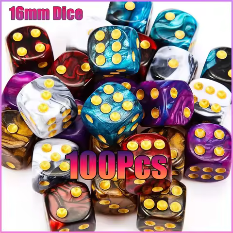 16mm 6 Sided Dice Set 100/50/30/10Pcs Random Colors Round Corner D6 Square Game Dice for PRG Party P