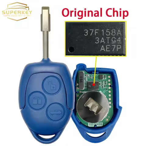 SUPERKEY Blue For Ford Transit VM WM 2006 - 2014 433MHz OEM 4D63 CHIP Remote Car Key 3 Button PN 6C1
