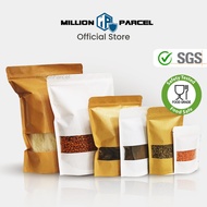 MillionParcel Kraft Zipper Bag for Food | Food Storage Bag | Reusable Bag | Zip Bag
