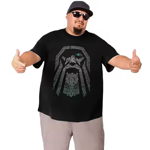 Kanpa 100% Cotton Graphic T Shirts for Big Tall Man Oversized T-shirt Plus Size Top Tee Men's Loose 