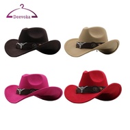 deevoka Cowboy Hat, Comfortable Waterproof Fedoras Fashion Thermal Cowgirl Hat for Costume Accessori