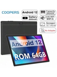 Coopers安卓平板電腦 10.1英寸平板電腦,4gb (2gb+2gb擴展) Ram,64gb Rom儲存平板電腦,安卓平板電腦 Pc,支援512gb擴展,8mp相機,rk3326s四核處理器wifi 6000mah電池,10.1英寸ips高清觸控螢幕平板電腦