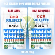 Baja Subur / Bunga Buah CCB Solufeed 21-21-21+TE / 20-20-27-TE (100% Water Soluble) (Repack 500gm)