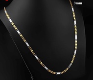 Dây chuyền nam inox thời trang kiểu dẹp bảng nhỏ kích cỡ 3mm màu trắng mạ vàng cách điệu thép không