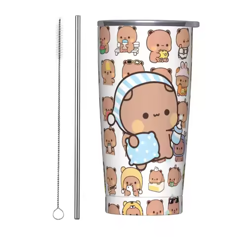 Dudu Sticker Pattern Bubu Tumbler Vacuum Insulated Coffee Cups with Lid Straw Outdoor Mug Water Bott