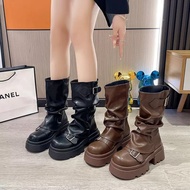 Shoes for Women 2025 Mid-Calf Women's Boots Platform Modern Boots Women Belt Buckle Square Toe Side 