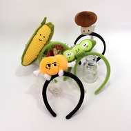 Cartoon Corn Plush Doll Headband Cute Creative Vegetable Peas Pumpkin Mushroom Hair Accessories Wash