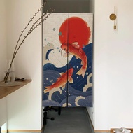 Koi Fish Door Curtain Japanese Kitchen Entrance Door Curtain Decor Fengshui Drape Room Linen Curtain Door Hanging Half